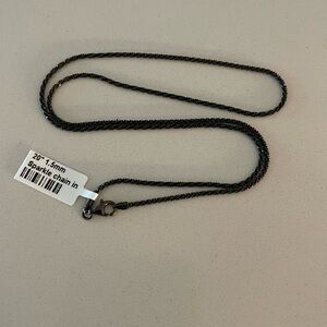 Black Sparkle Sterling Silver 925 Chain Necklace 20” long.